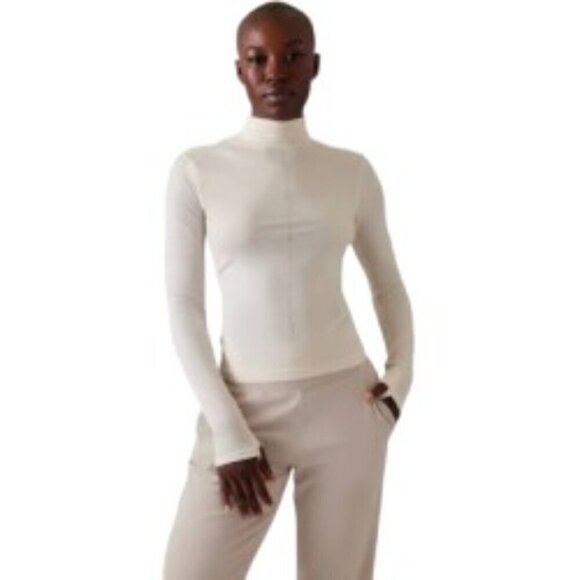 Athleta Ascent Seamless Turtleneck in Magnolla White S/P - Picture 1 of 6